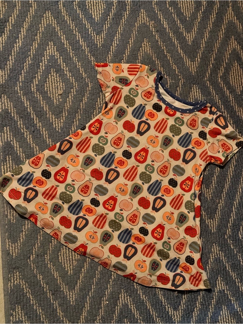 Kids Apple Print Casual Dress - Multi